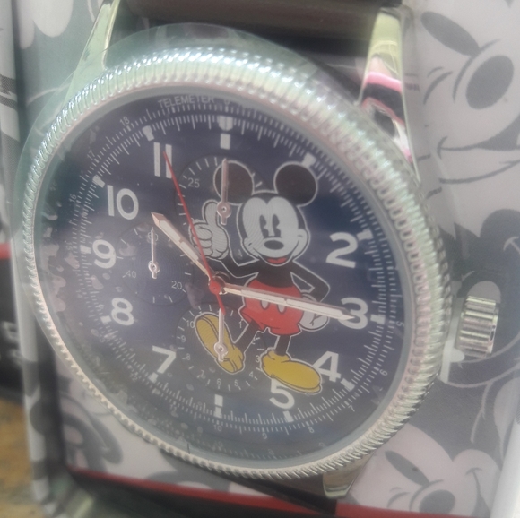 Disney Mickey Mouse Accutime Watch Brown Band NIB - Picture 3 of 5